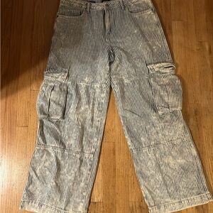 Wild Fable Blue and White Striped Cargo Mid-Rise Pants